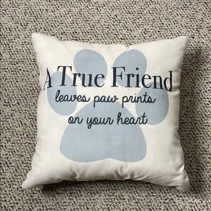 Decorative Pillow with Blue Paw Print Design